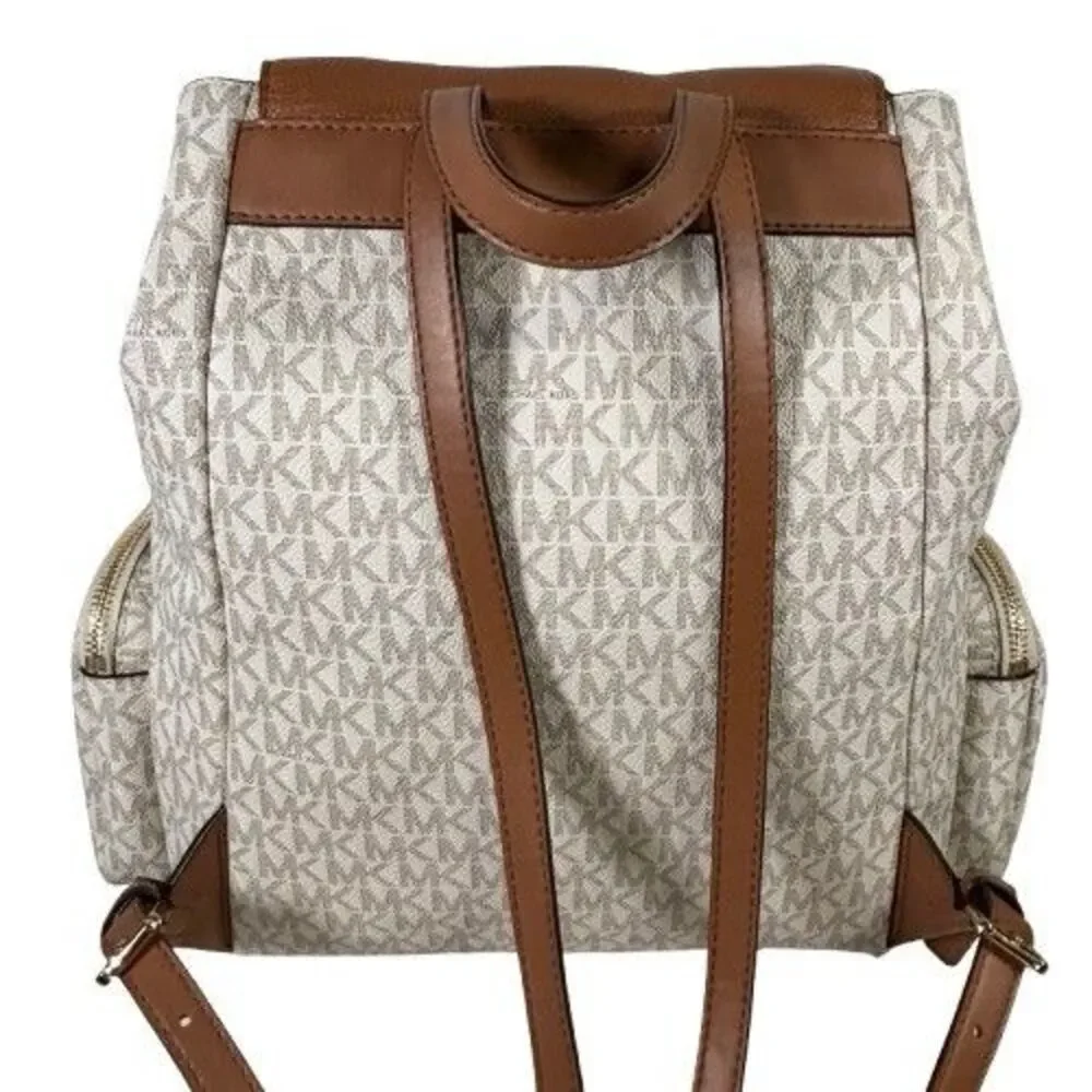 MICHAEL KORS ABBEY Vanilla Large Cargo Signature Backpack Bag 35T9GAYB7B NWOT